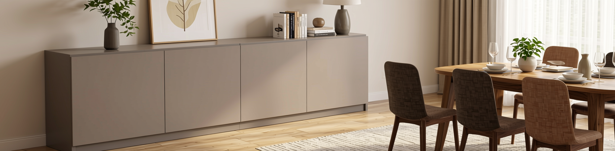 Plain Laminate 8x4 ft Texture 1 mm - ST 1109 — application view in a dining room