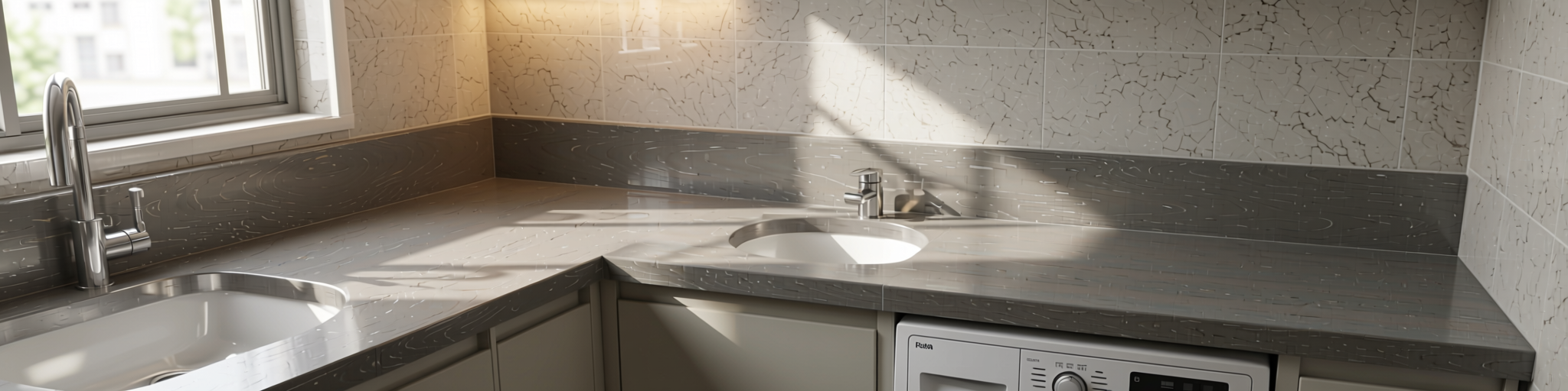 Plain Laminate 8x4 ft Texture 1 mm - ST 1118 — application view in a laundry room