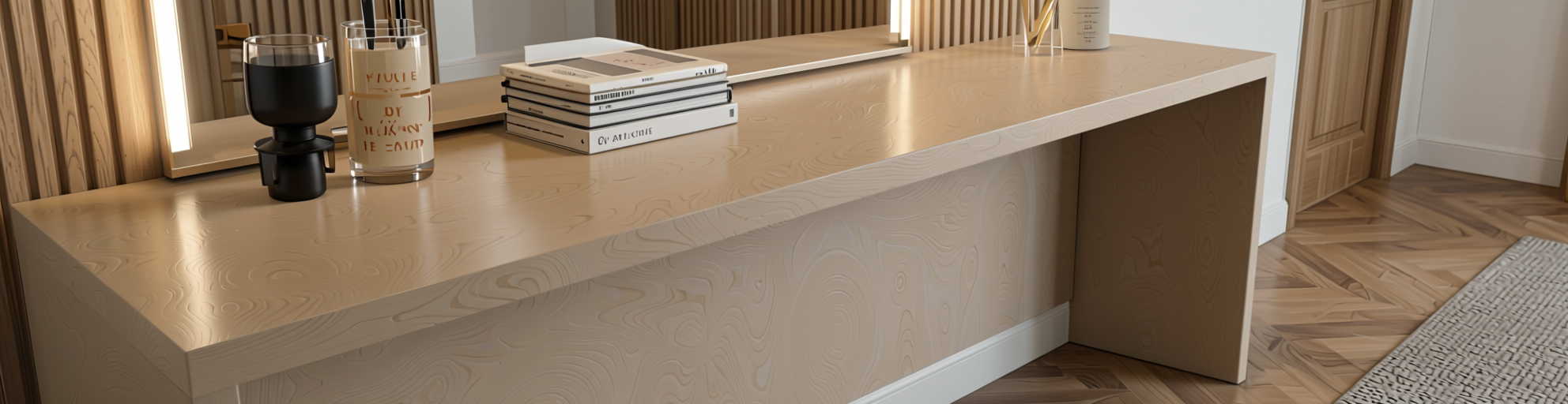 Plain Laminate 8x4 ft Texture 1 mm - ST 1124 — application view in a chic entryway