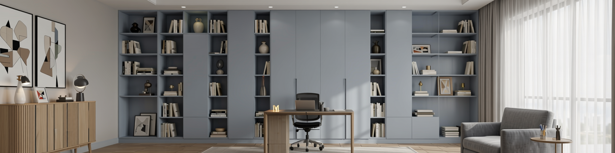 Plain Laminate 8x4 ft Texture 1 mm - ST 1128 — application view in a modern study