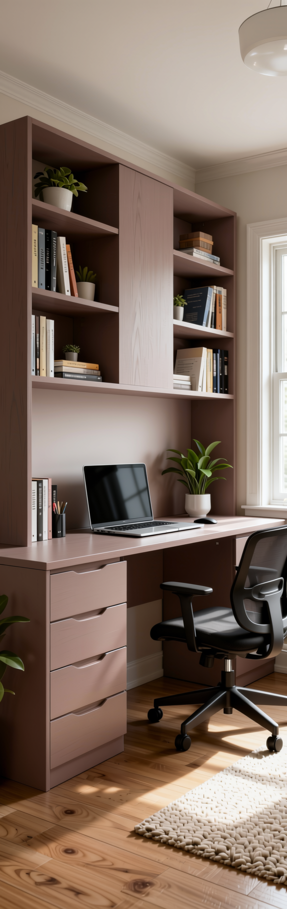 Plain Laminate 8x4 ft Texture 1 mm - ST 1132 — application view in a compact home office