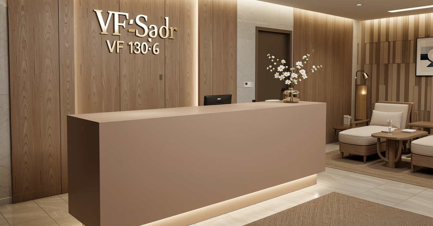 Fluted Laminate 8x4 ft Texture 1 mm - VF 1306 — application view in a spa reception