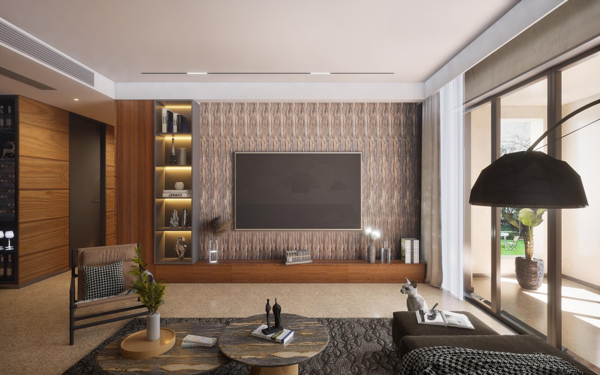Cassa Series Marble Panel Designer Louvers Wenge 8x0.5 Ft - 3365
