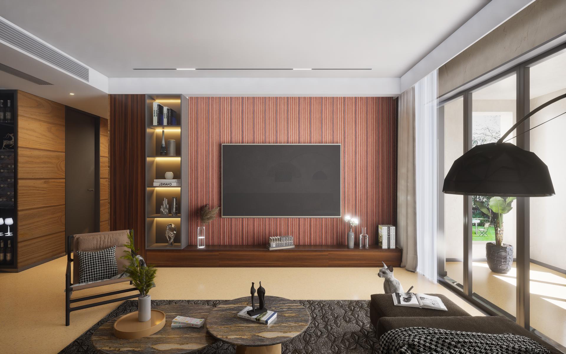 Cassa Series Gold Edge Panel Designer Louvers Brown 8x0.5 Ft - 3442