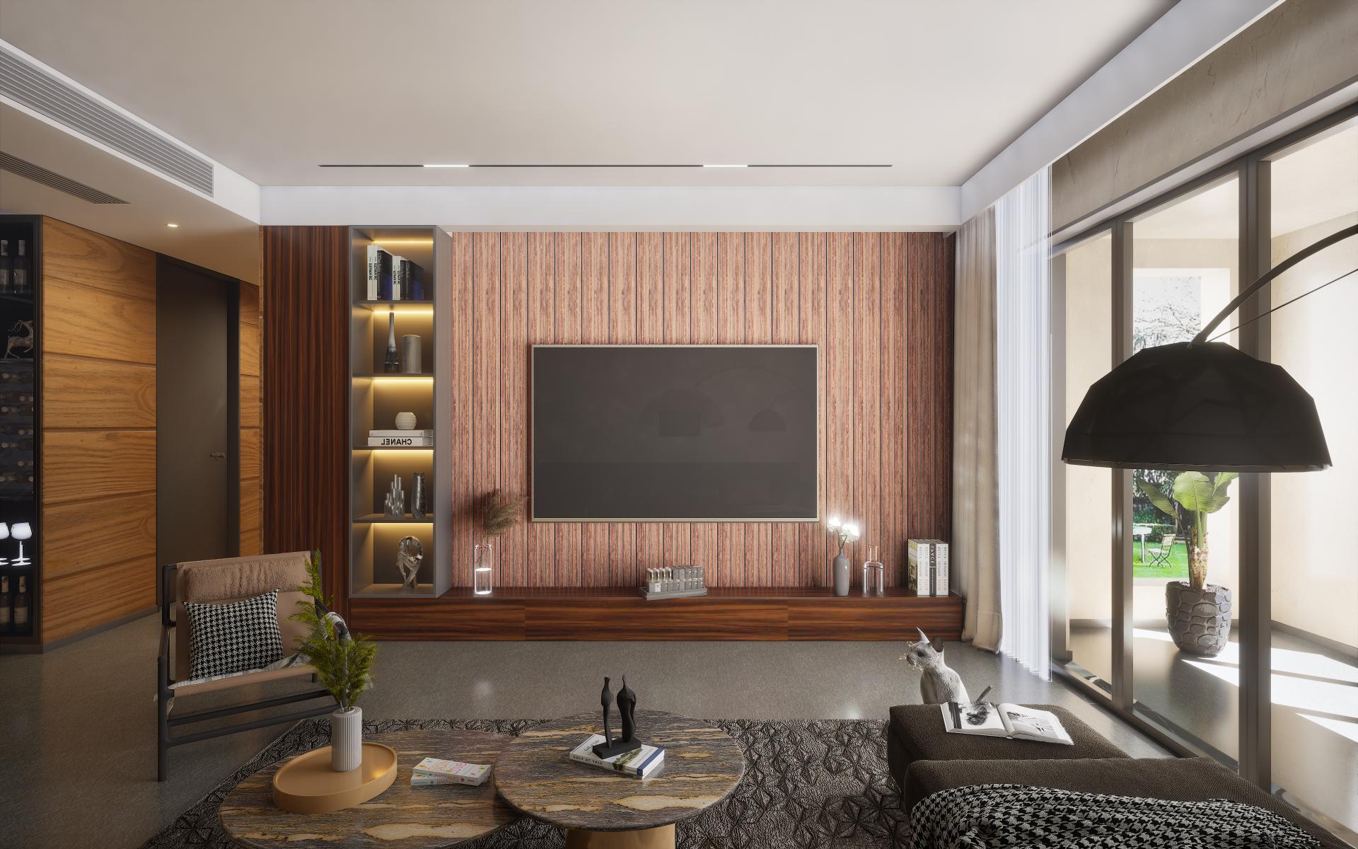 Cassa Series Leather Travertino Panel Designer Louvers Brown 8x0.5 Ft - 3443