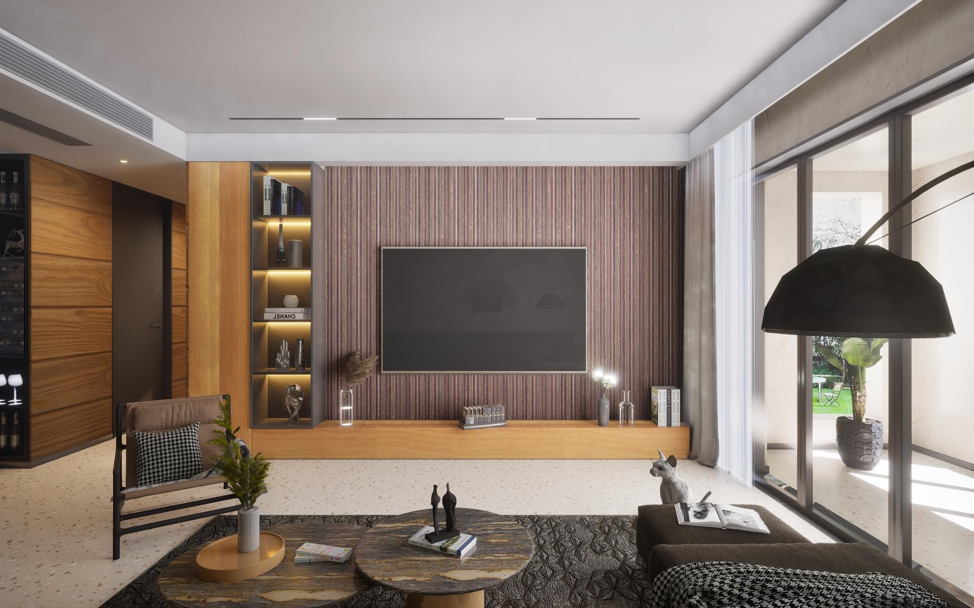 Cassa Series Engraved Leather Panel Designer Louvers Wenge 8x0.5 Ft - 4920