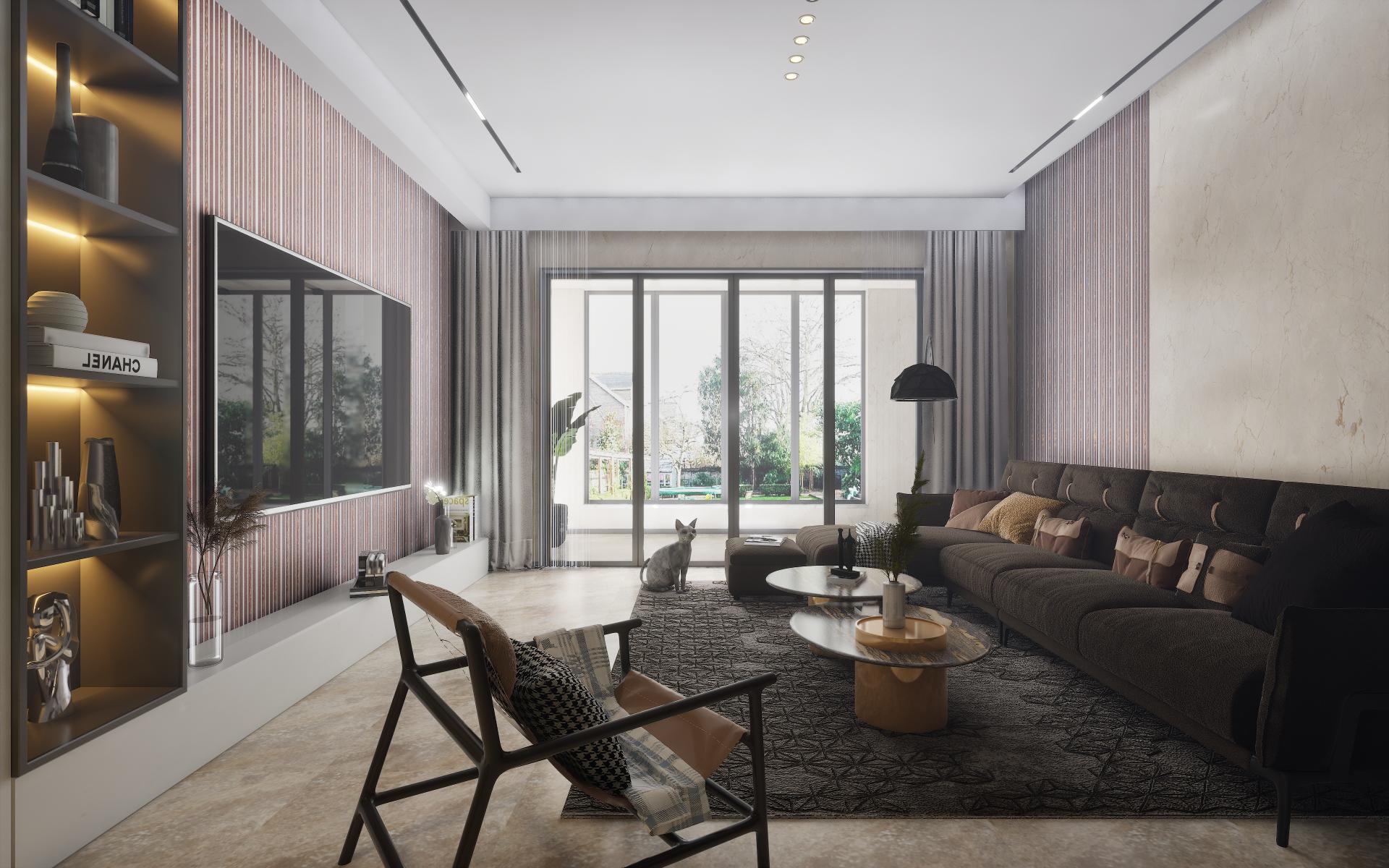 Cassa Series Leather Travertino Panel Designer Louvers Brown 8x0.5 Ft - 5871 8