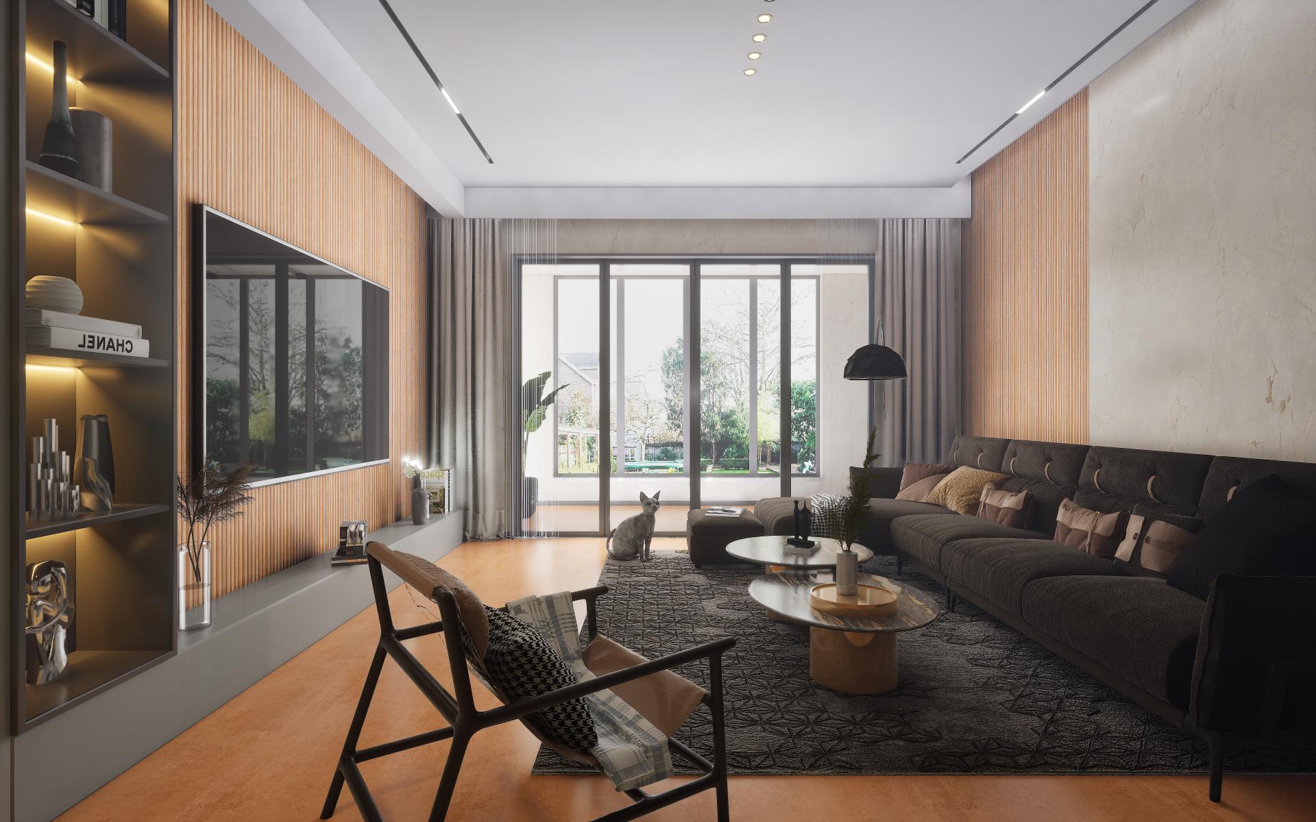 Cassa Series Syncro Wood Panel Designer Louvers Brown 8x0.5 Ft - 5877 8