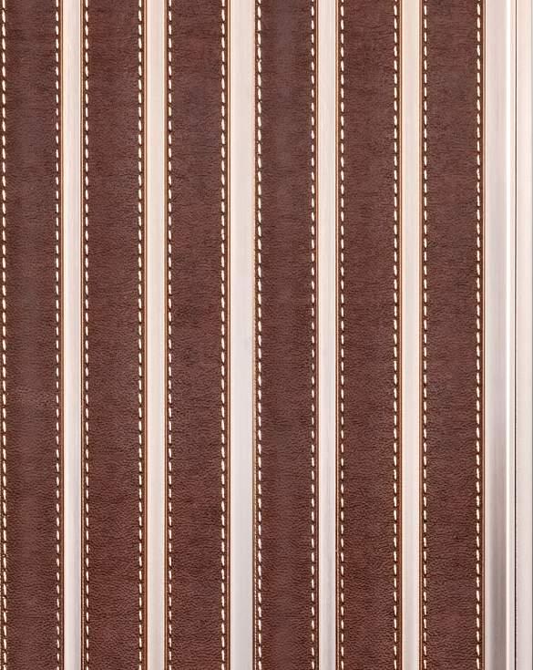 Cassa Series Stitch Leather Panel Designer Louvers Brown 8x0.5 Ft - 5878