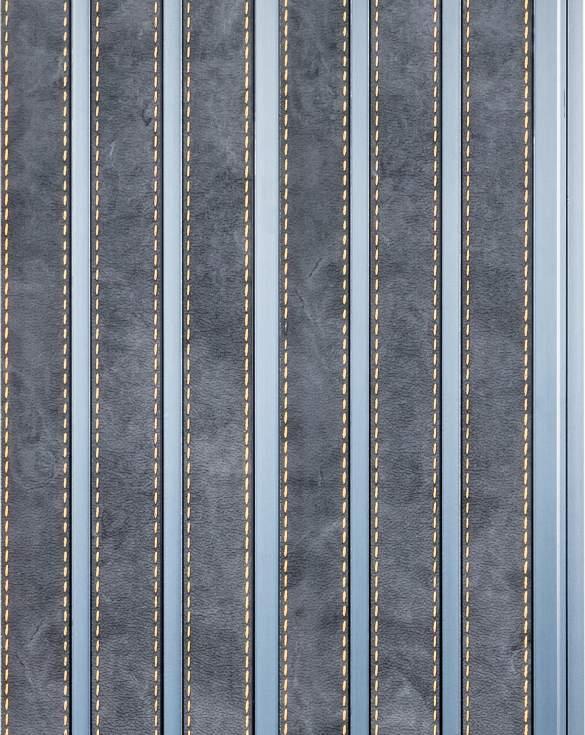 Cassa Series Stitch Leather Panel Designer Louvers Grey 8x0.5 Ft - 5880 8