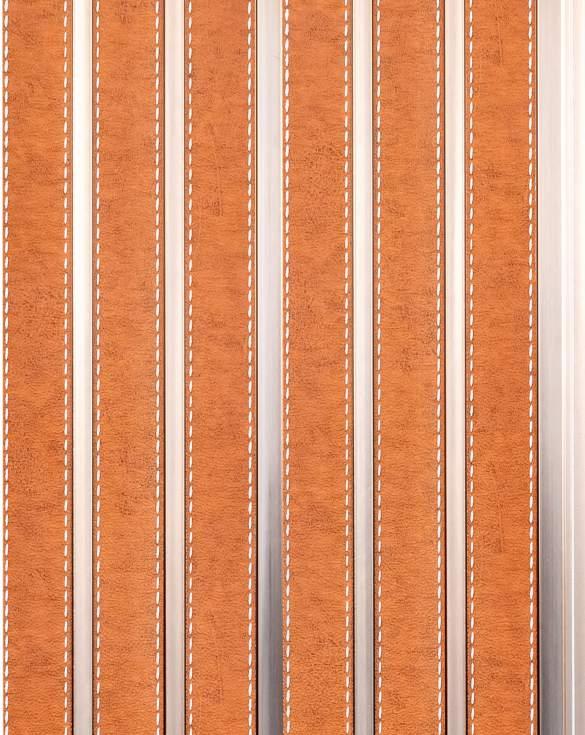 Cassa Series Stitch Leather Panel Designer Louvers Orange 8x0.5 Ft - 5881 8