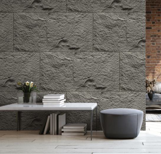 Sandstone Grey Pu Stone Panel Marble & Louvers 4x2 Ft - Ar-102