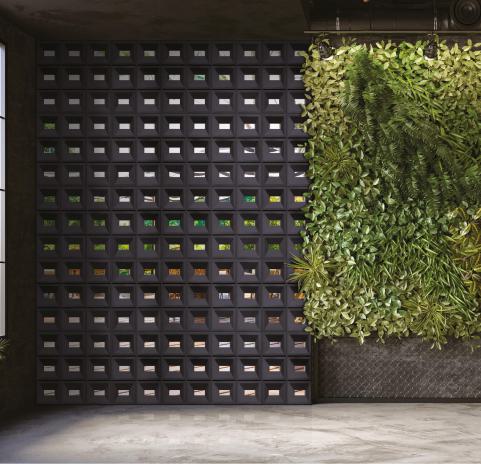 PU Stone Rectangle Grid Black Texture Finish Panel 4x2 ft designer louvers Black AR-110