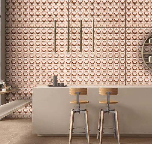 Unknown Protruding Disk Cream PU Stone Panel 4x2 ft designer louvers Cream AR-111