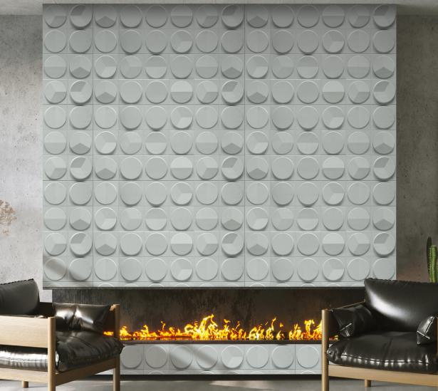 Clock Dark Grey Pu Stone Panel Designer Louvers 4x2 Ft - Ar-112