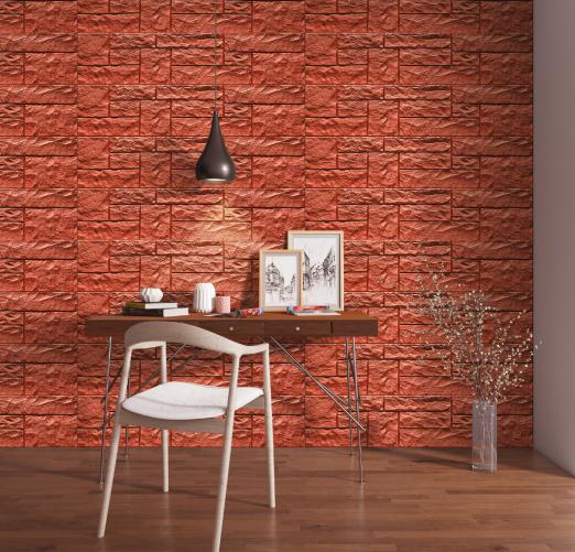 Herringbone Haven Dark Red Texture Finish PU Stone Panels 4x1 ft marble & stone louvers Dark Red AR-113