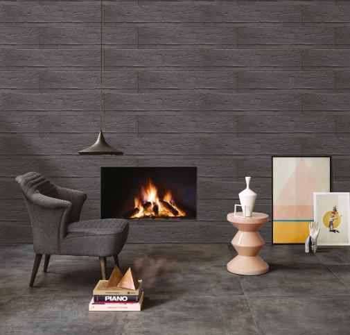 PU Stone Textured Cement Black Panels 4x1 ft marble & stone louvers Black AR-115