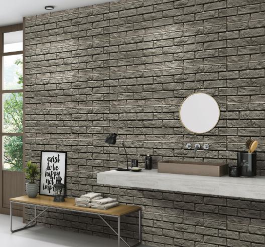 PU Stone Panels Industrial Brick Wall Green Grey 4x1 ft marble & stone louvers Green Grey AR-116