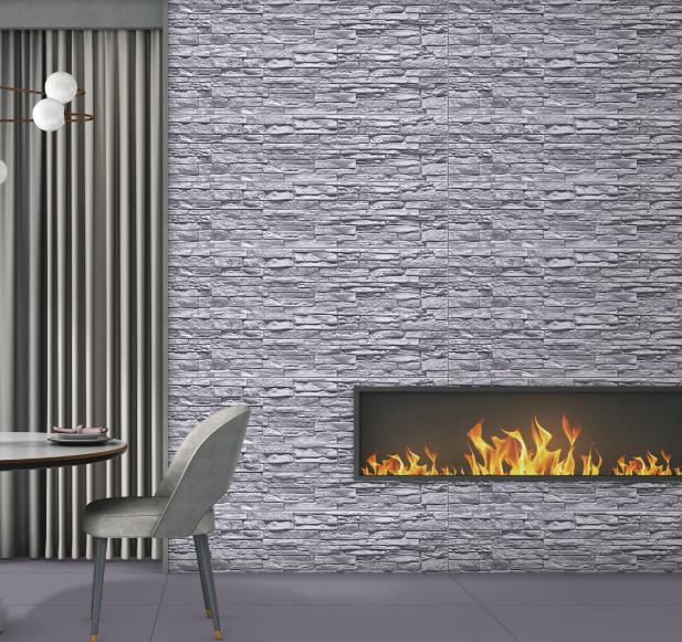PU Stone Panels Rustic Brick Wall Silver 4x1 ft marble & stone louvers Silver AR-118