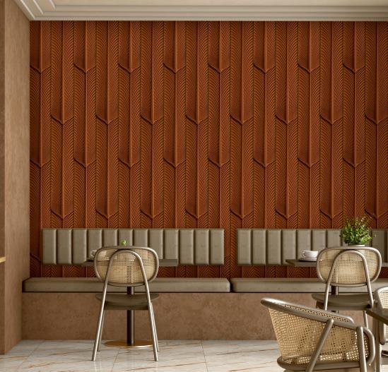 Feather Forge Red 3D PU Stone Panels 3x0.65 ft designer louvers Red AR-120