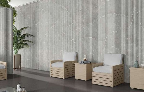 Pare Panels Armani Grey Pyramid Design Interior & Exterior Wall & Ceiling Panel 10x0.45 ft marble & stone louvers Grey Armani_Grey