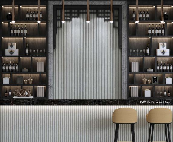 Pare Panels Vertica Design Interior & Exterior Wall & Ceiling Panel 10x0.68 ft marble & stone louvers Grey Armani_Grey