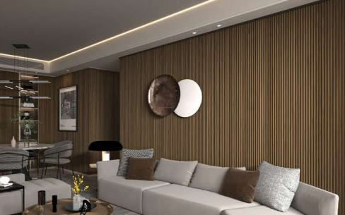 Pare Panels Beech Wood Pyramid Design Interior & Exterior Wall & Ceiling Panel 10x0.45 ft wood louvers Brown Beech_Wood