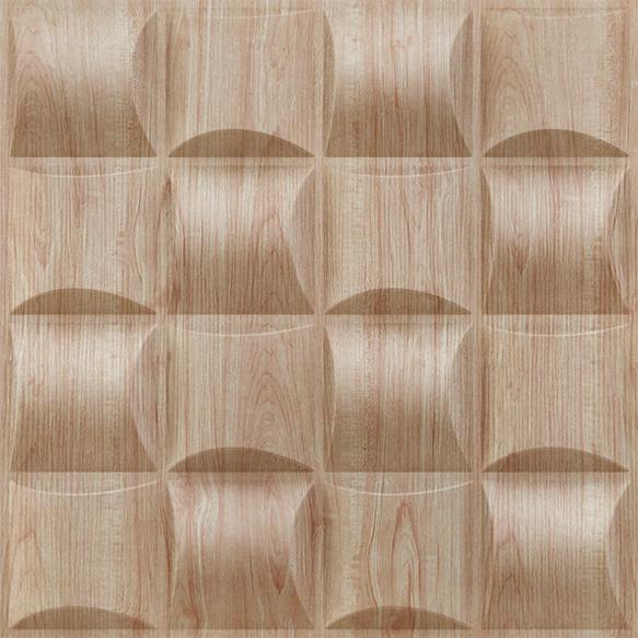 Beech Wood Block 3D Wall Panel Beige 1.6x1.6 Ft -