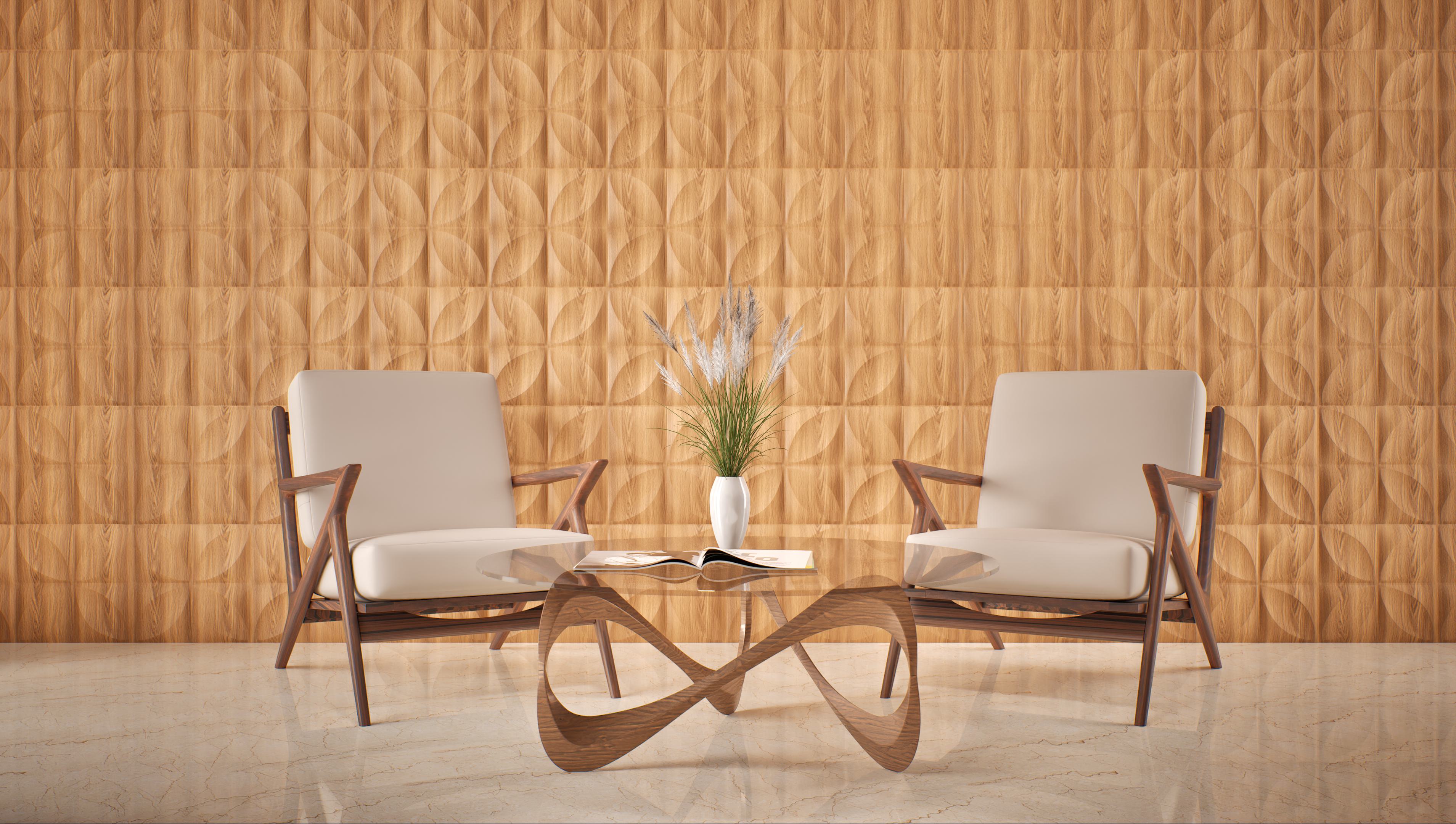 Beech Wood Butterfly 3D Wall Panel Beige 1.6x1.6 Ft -