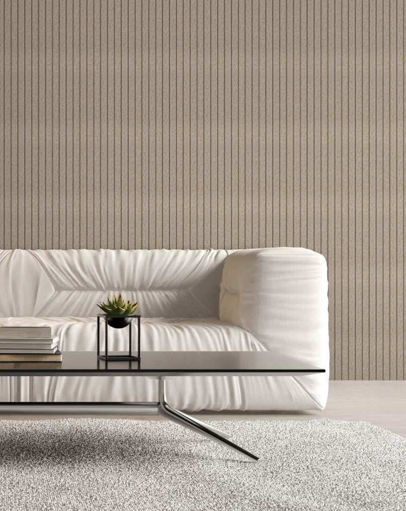 Beige Charcoal Louvers Panel Display Clads Series Marble & Stone 8x0.41 Ft - Sa 3002