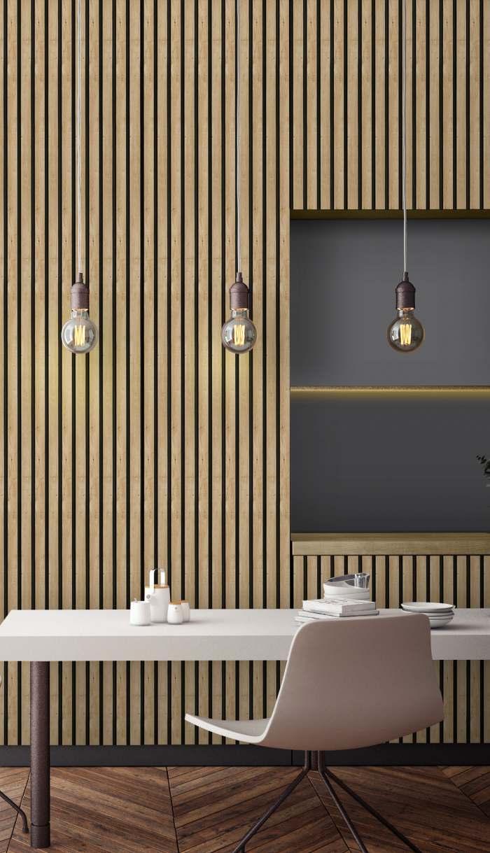 Beige Charcoal Louvers Panel Sleek & Splendid Series Wood 8x0.41 Ft - Sa 1015
