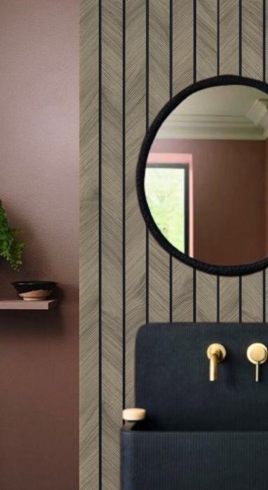 Beige Geometric Charcoal Louvers Designer 8x0.83 Ft - Ed 82015