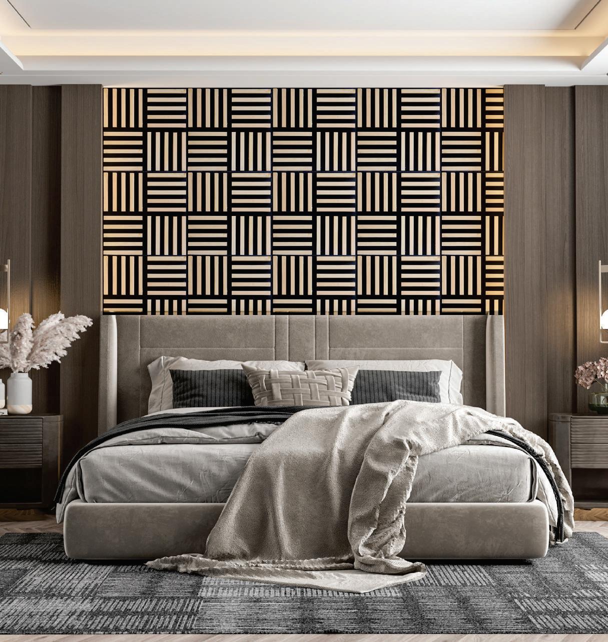 Premium Wood Panel Beige Patterned Look Charcoal Louvers 9x0.93 ft designer Beige WK07