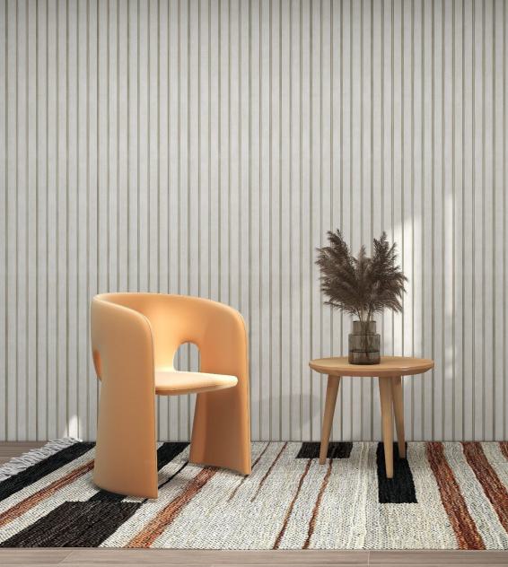 Beige Stitch Interlock Charcoal Louvers Fabric 8x0.4 Ft - Pn 02711