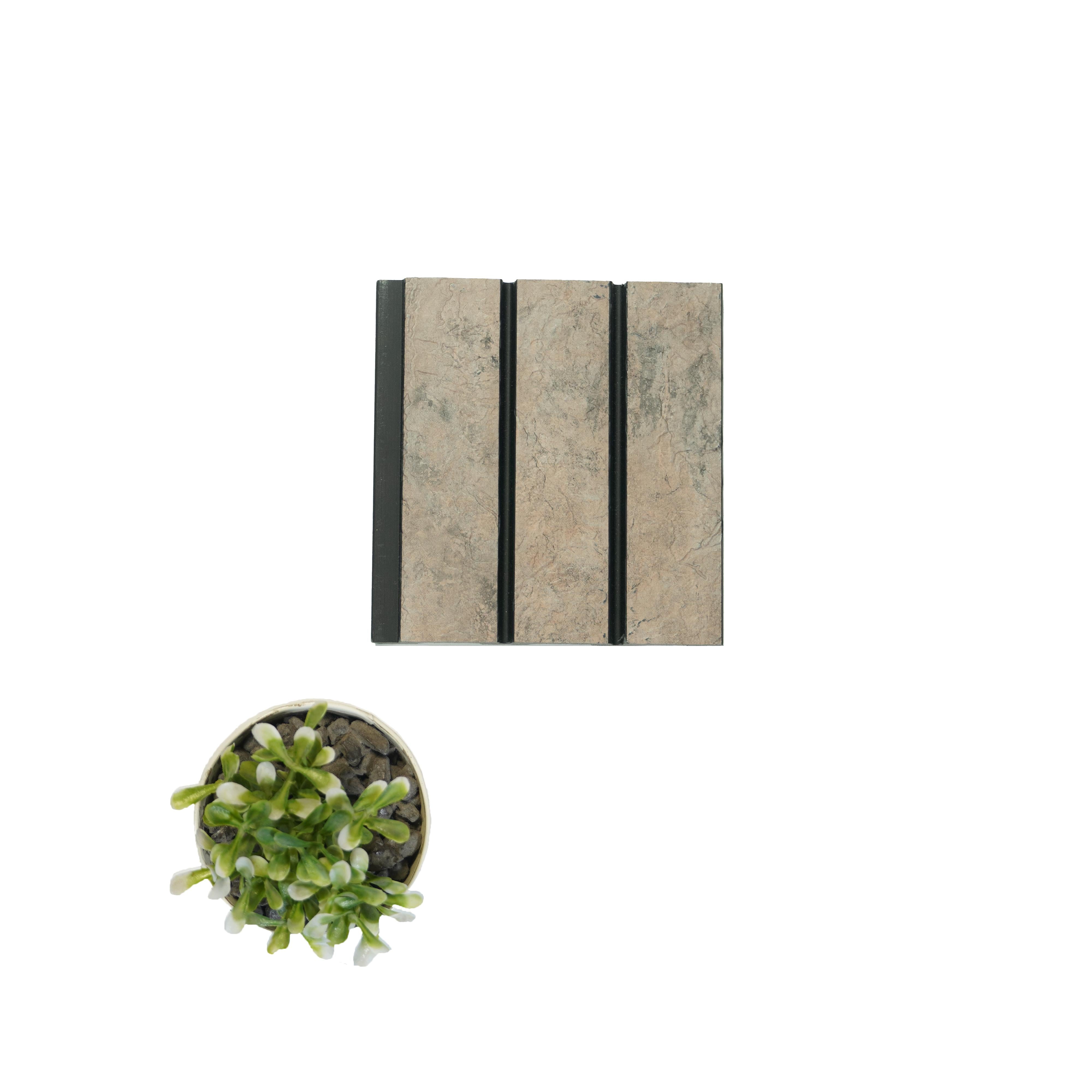 Beige Stone Charcoal Louvers Panel Marble & 9.5x0.39 Ft - Wl 2916
