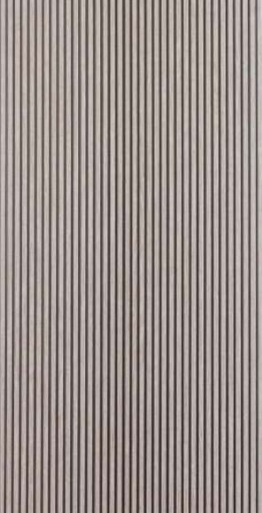 Beige wooden louvers with textured finish and vertical slats, showing wood grain pattern and subtle sheen.