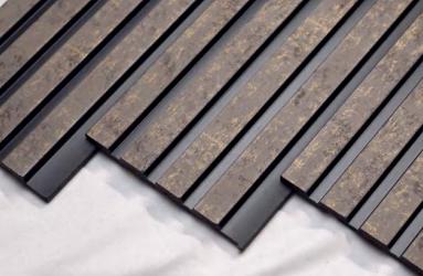 Wooden Charcoal Louvers Panel Wood Beige 8x0.4 Ft - Pn 00668