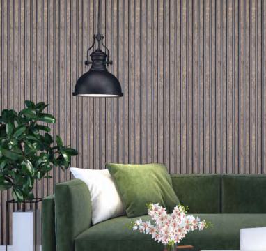 Wooden Charcoal Louvers Panel Wood Beige 8x0.4 Ft - Pn 00668