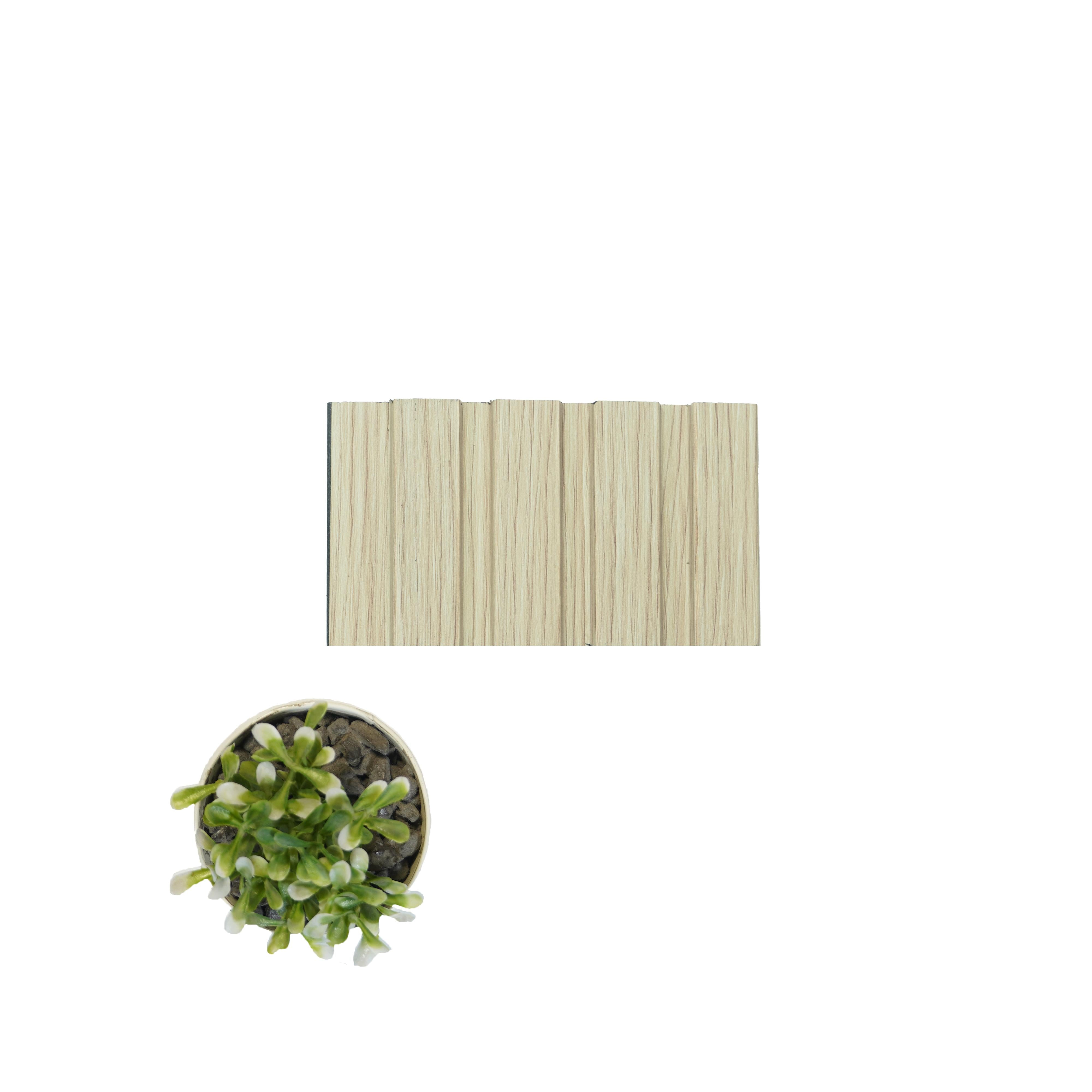 Wooden Charcoal Louvers Panel Wood Beige 8x0.4 Ft - Pn 00669