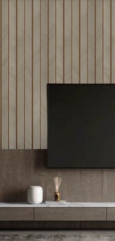 Wooden Charcoal Louvers Panel Wood Beige 8x0.83 Ft - Ed 82006