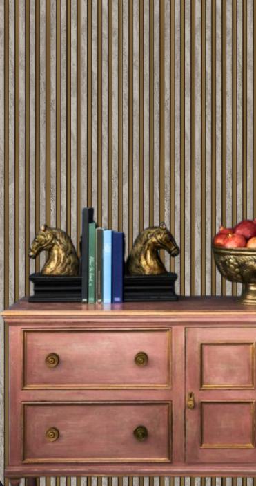 Wooden Charcoal Louvers Panel Wood Beige 8x0.83 Ft - Ed 82024