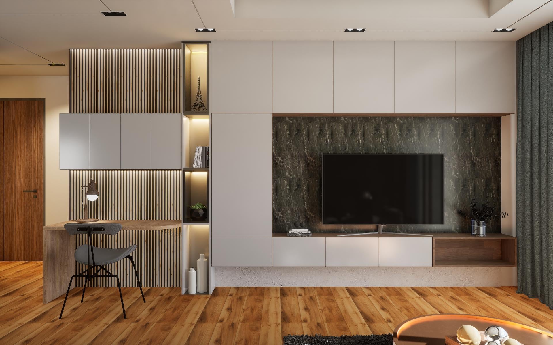 Premium Wood Panel Wooden Look Charcoal Louvers 9x0.93 ft wood Beige WK03