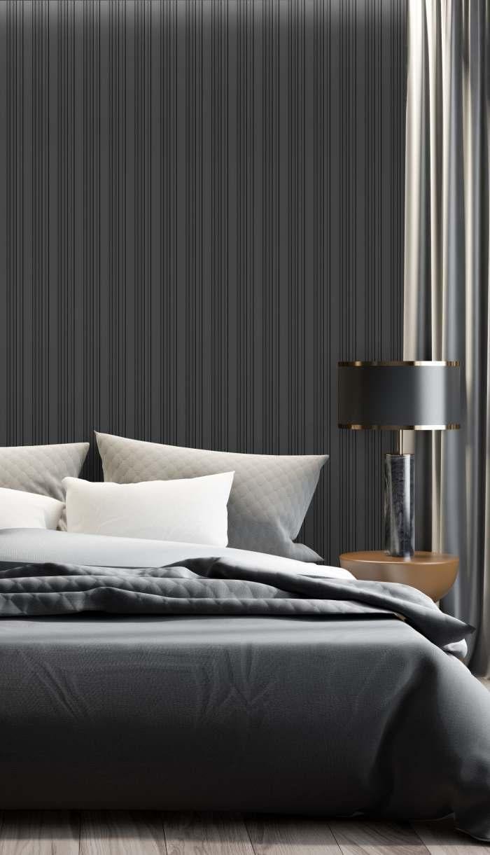 Black Charcoal Louvers Panel Sleek & Splendid Series Plain Colors 8x0.41 Ft - Sa 4004