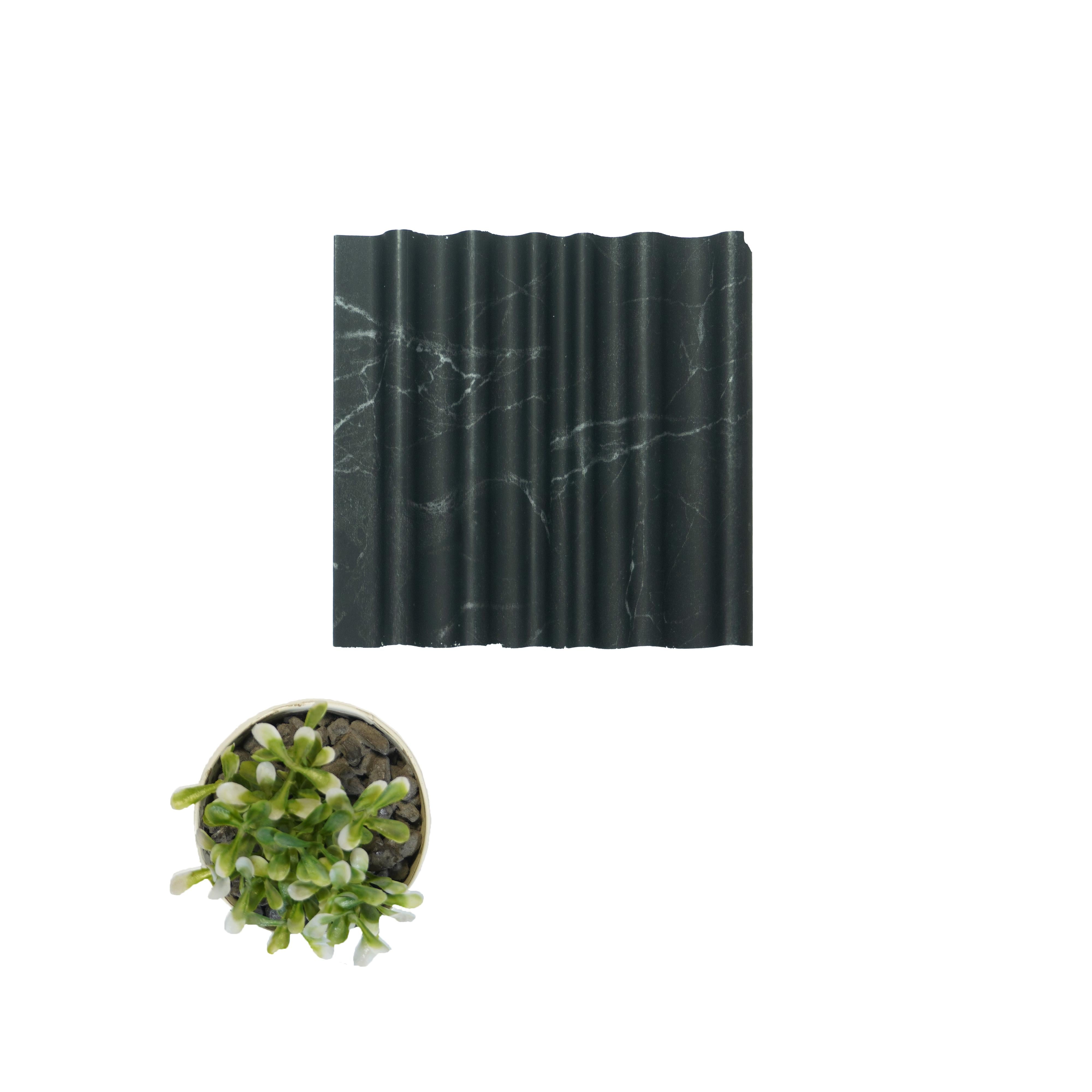 Premium Charcoal Panel Marble & Stone Louvers Black 9.5x0.4 Ft - Pn 00525