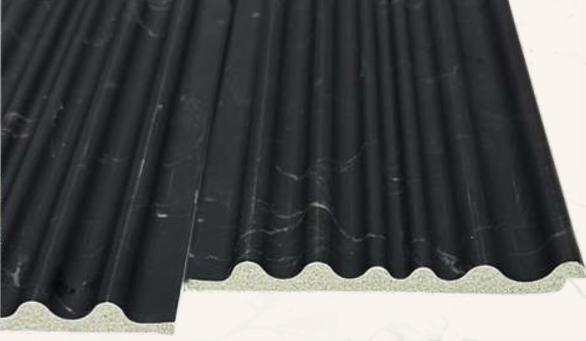 Premium Charcoal Panel Marble & Stone Louvers Black 9.5x0.4 Ft - Pn 00525