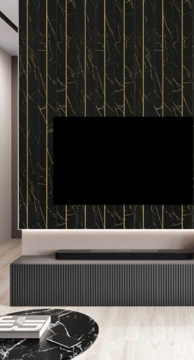 Black Marble Charcoal Louvers Panel & Stone 8x0.83 Ft - Ed 82003