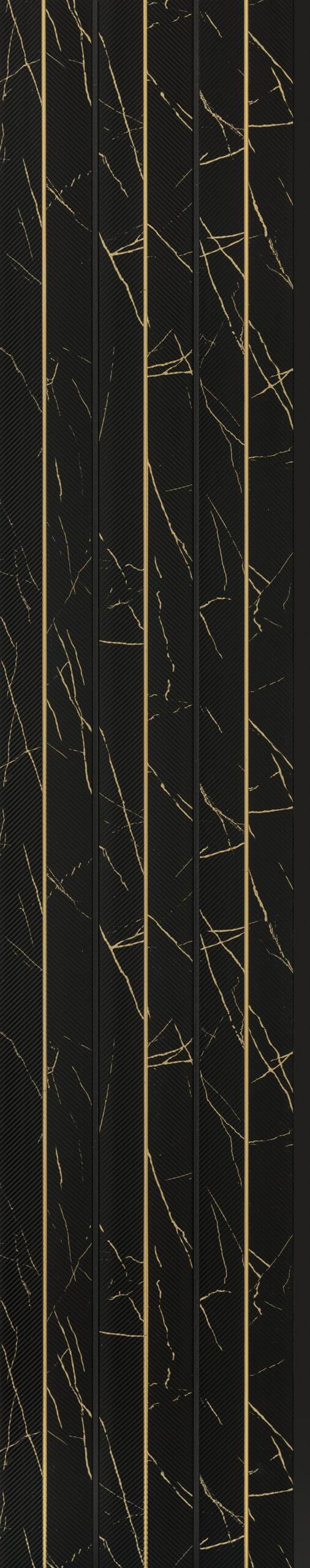 Black Marble Charcoal Louvers Panel & Stone 8x0.83 Ft - Ed 82003