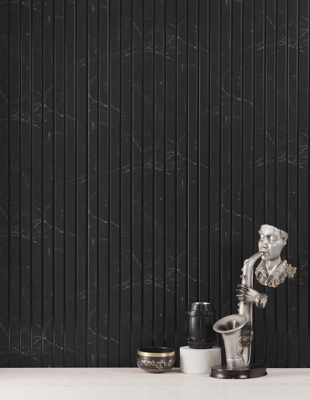 Rang Charcoal Louver Marble & Stone Black 8x1 Ft - Ra 8116