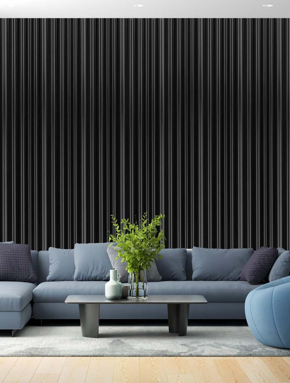 Plain Solids Charcoal Louvers Panel Colors Black 9.5x0.39 Ft - Pn 03535