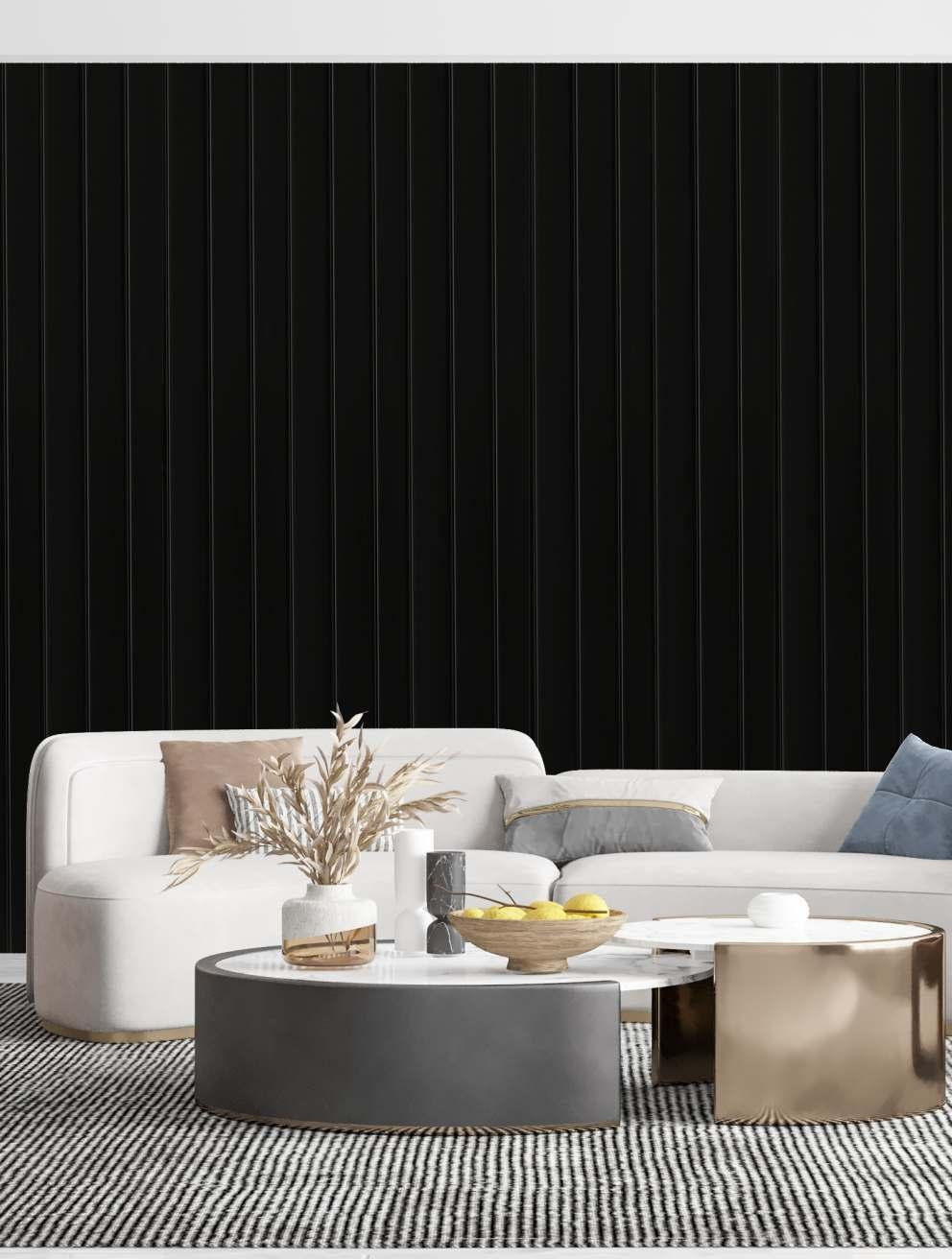 Plain Solids Charcoal Louvers Panel Colors Black 9.5x0.4 Ft - Pn 03564